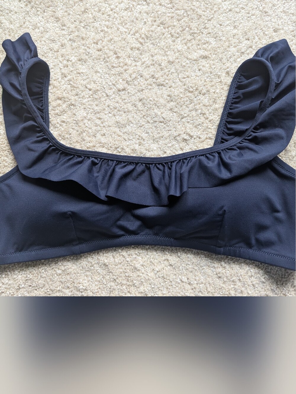 NWT J. Crew Navy Ruffle-Trim Swim Top - Sz L